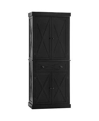 Homcom 72" Kitchen Pantry Storage Cabinet with Adjustable Shelves