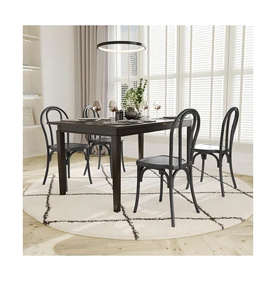 Hensler Set Of 2 Weather-Resistant Wood Look Stackable Resin Thonet Chairs For Indoor/Outdoor Use