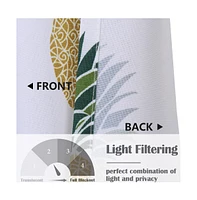Caromio Pineapple Print Kitchen Tier Window Curtain Pair, 60" x 24"