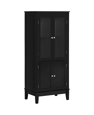 kleankin Bathroom Storage Cabinet with Adjustable Shelves, Glass Door