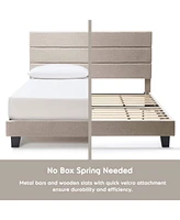 Clara Clark Horizontal Channel Upholstered Platform Bed - King