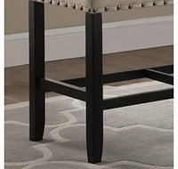 Fabric Counter Height Dining Bench with Nailhead Trim, Tan
