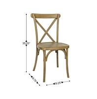 Hensler Set Of 2 Weather-Resistant Wood Look Stackable Resin Cross Back Chairs For Indoor/Outdoor Use