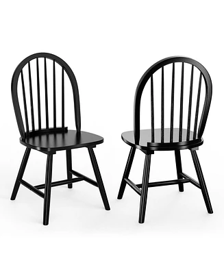Set of 2 Windsor Dining Chairs with Spindle Backrest in Vintage Wood Finish