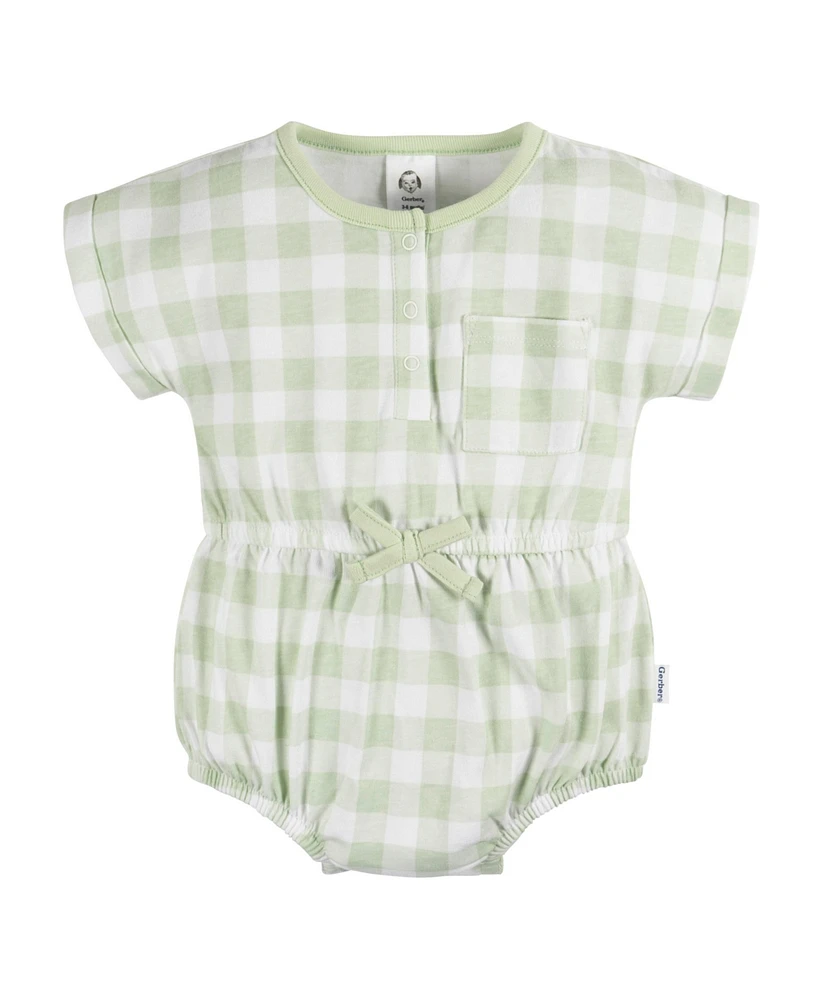 Gerber Baby Girls Sleeveless and Short Sleeve Romper, 2 Pack