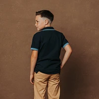 Hope & Henry Boys Short Sleeve Knit Pique Polo Shirt