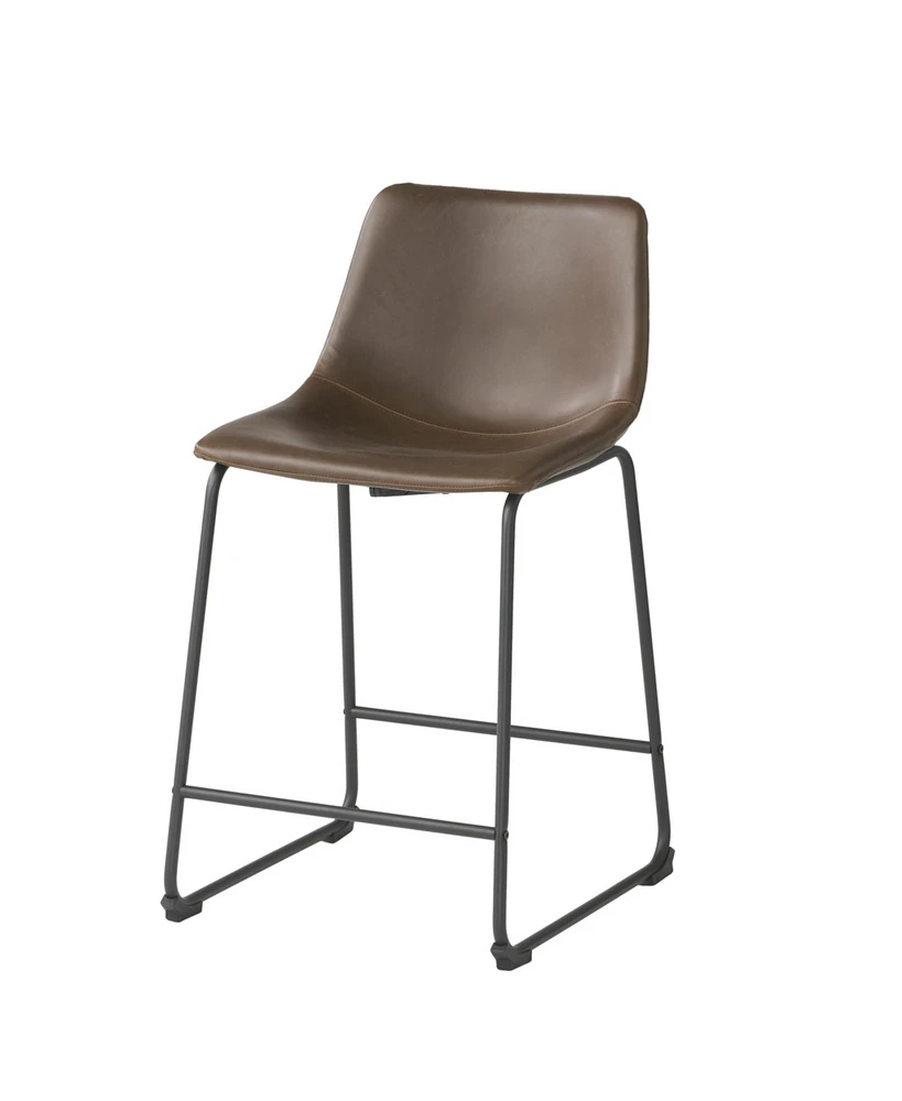 Vintage Brown Counter Stools (Set Of 2) With Wide Seat