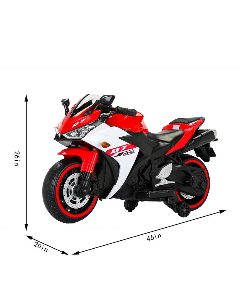 Kids Electric Motorcycle w/ Training Wheels, Manual Throttle, Lighting Wheels