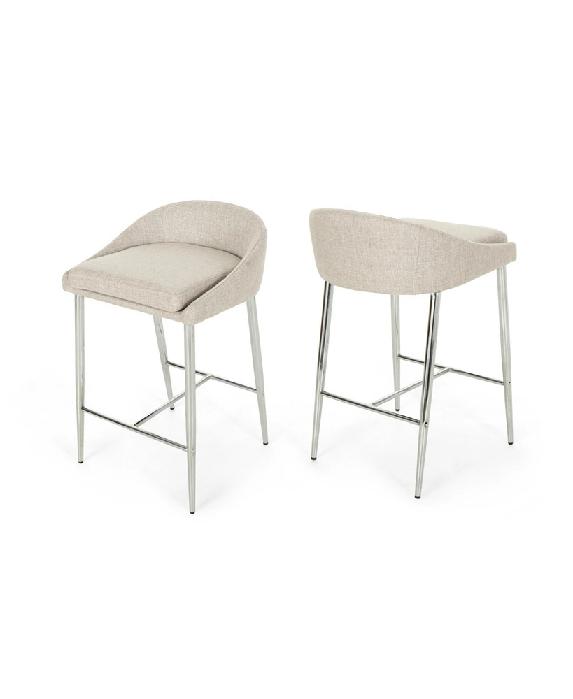 Modern Upholstered Counter Stool With Chrome Base