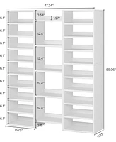 Tribesigns 14-Tier Shoe Rack, Freestanding Tall Shoe Shelf, White Wooden Shoe Storage Cabinet with 22 Open Cubbies, 46 Pairs Wide Entryway Shoe Organi