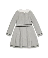 Hope & Henry Big Girls Long Sleeve Cable Knit Peter Pan Collar Sweater Dress