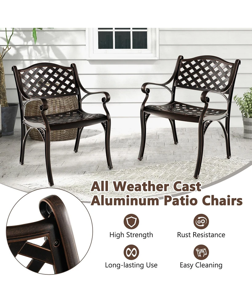 Vebreda Cast Aluminum Dining Chairs Set of 2 with Patio Chairs Armrests Flower Pattern