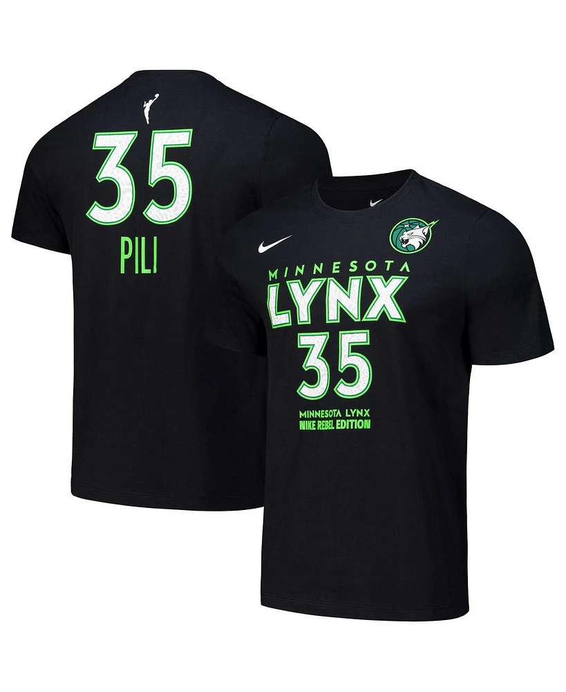 Nike Men's and Women's Alissa Pili Black Minnesota Lynx 2024 Wnba Draft Name Number T-Shirt