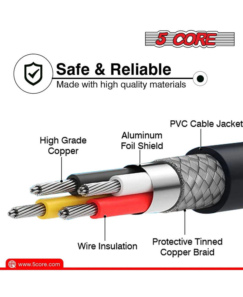 5 Core 2 Prong Extension Cord 6 Feet Durable Two Prong Extension Cable Us Ac 2 Prong Extension Cord Outdoor Heavy Duty Plug Extender -Pp 1001