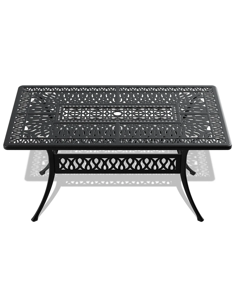 6-Person Rectangular Outdoor Aluminum Patio Dining Table
