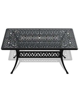 6-Person Rectangular Outdoor Aluminum Patio Dining Table