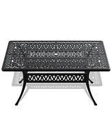 6-Person Rectangular Outdoor Aluminum Patio Dining Table