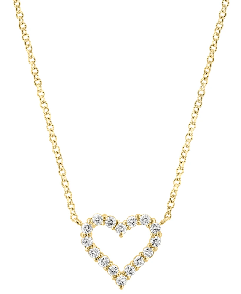 Effy Diamond Open Heart 18" Pendant Necklace (3/8 ct. t.w.) in 14k Gold
