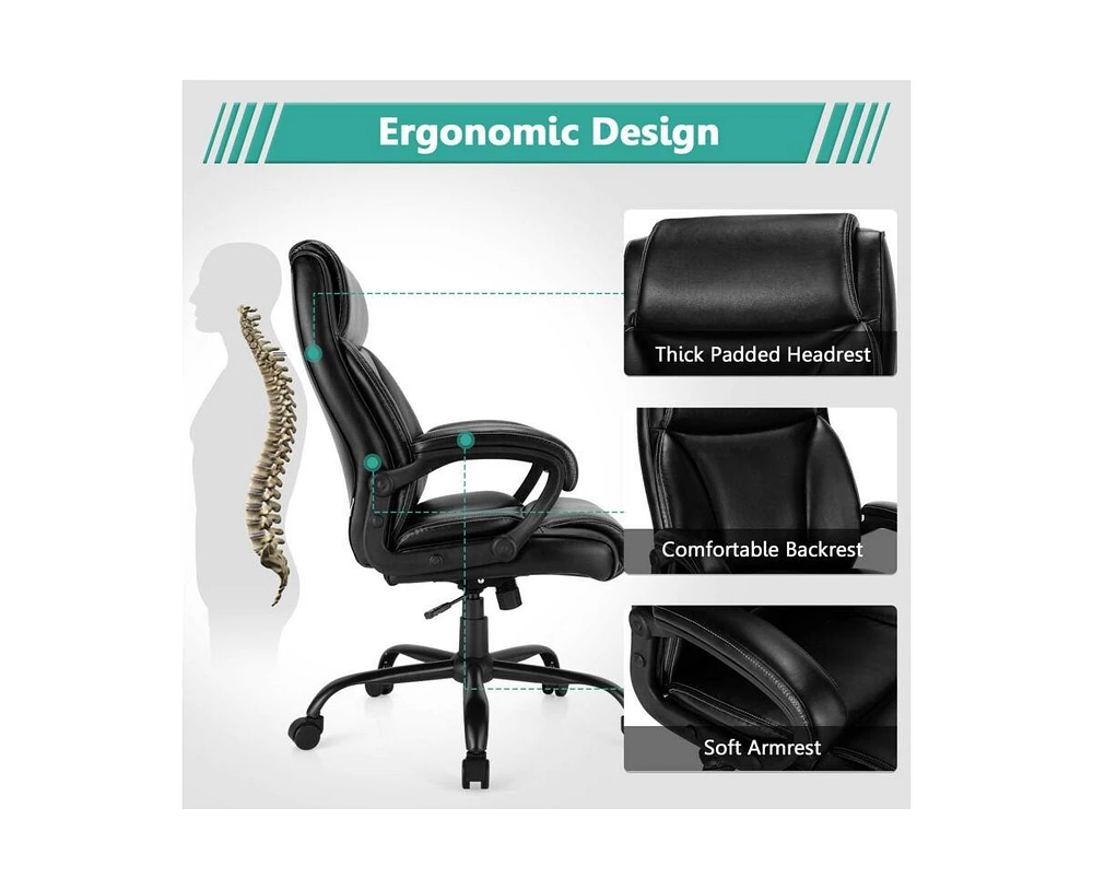 Sugift 400 Pounds Big and Tall Adjustable High Back Leather Office Chair