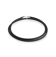 Bling Jewelry Set of Three 16 18 20 Inch Black Rubber Necklace Pendant Cord Sterling Silver