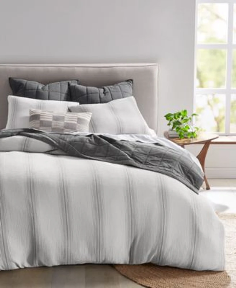 Closeout Oake Artisanal Stripe Duvet Cover Set Exclusively At Macys