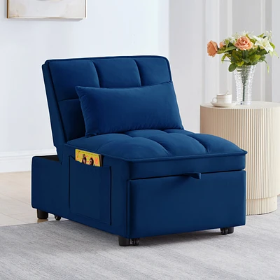 4-in-1 Sofa Bed with Adjustable Backrest, Storage, and Pillows