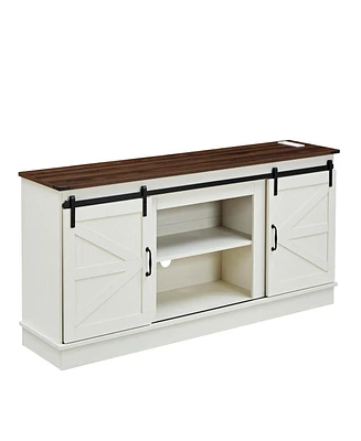 Sliding Barn Door Tv Stand for 65/70/75" TVs with Outlets