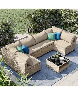 7-Piece Patio Set: Water-Resistant Cushions, Modular Design