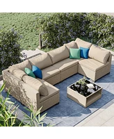 7-Piece Patio Set: Water-Resistant Cushions, Modular Design