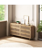 Natural Rattan Dresser with Ample Storage and Anti-Tip Safety