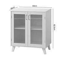 Modern Bathroom Cabinet Storage Organizer With 2 Glass Doors And Adjustable Shelf White