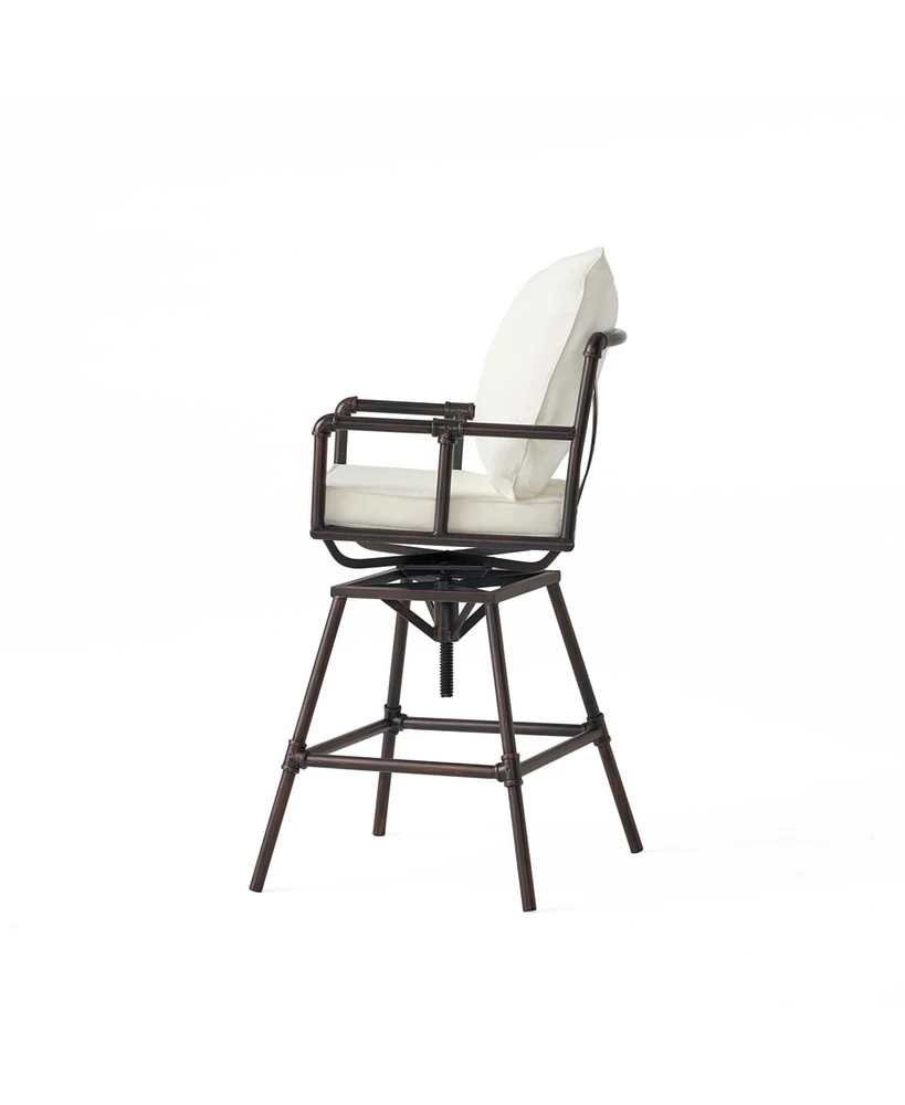 Northrup Pipe Outdoor Swivel Barstool with Water-Resistant Cushions