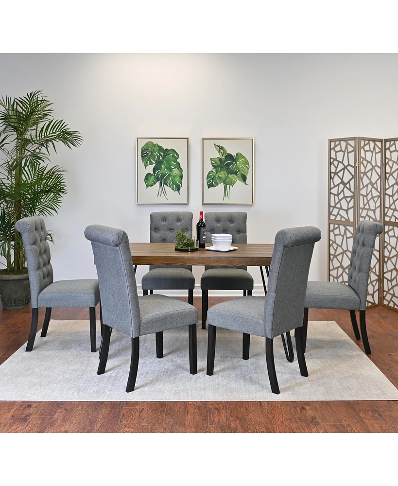 7-Piece Dining Set, Hairpin Dining Table with 6 Chairs, 4 Color Options