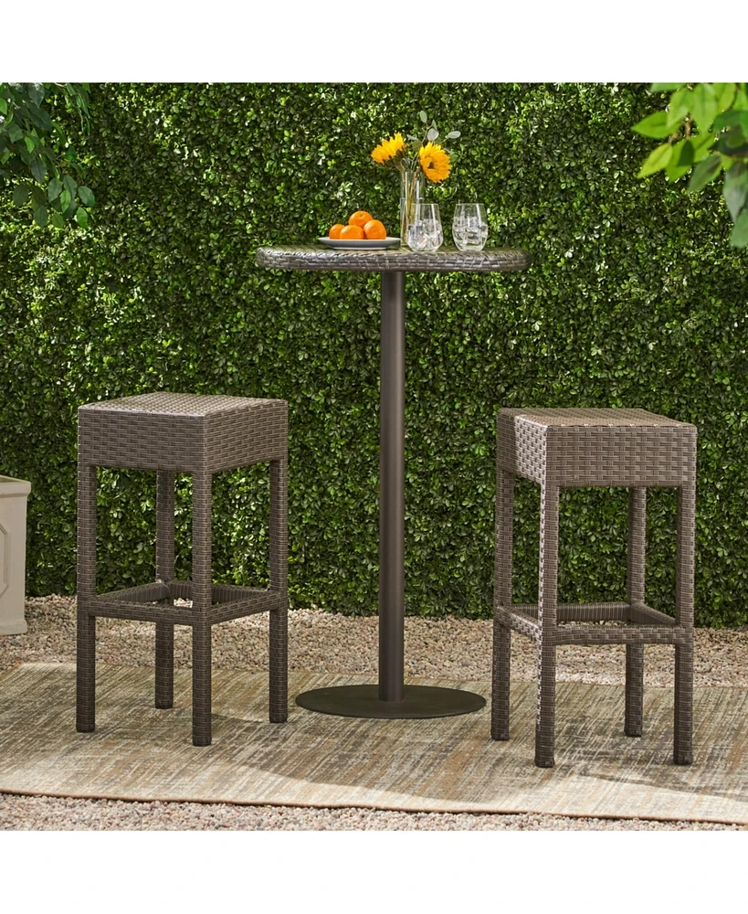 Milton Wicker Backless Bar Stool