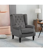Homcom Accent Chair Button-Tufted Armchair with Wingback Round Arms