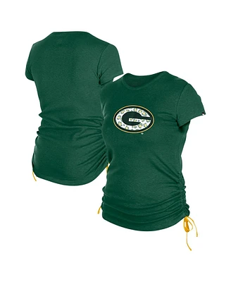 New Era Women's Green Green Bay Packers Ruched Side T-Shirt