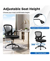 Ergonomic Office Chair with Flip-Up Armrests Rocking Backrest Computer Desk Chair