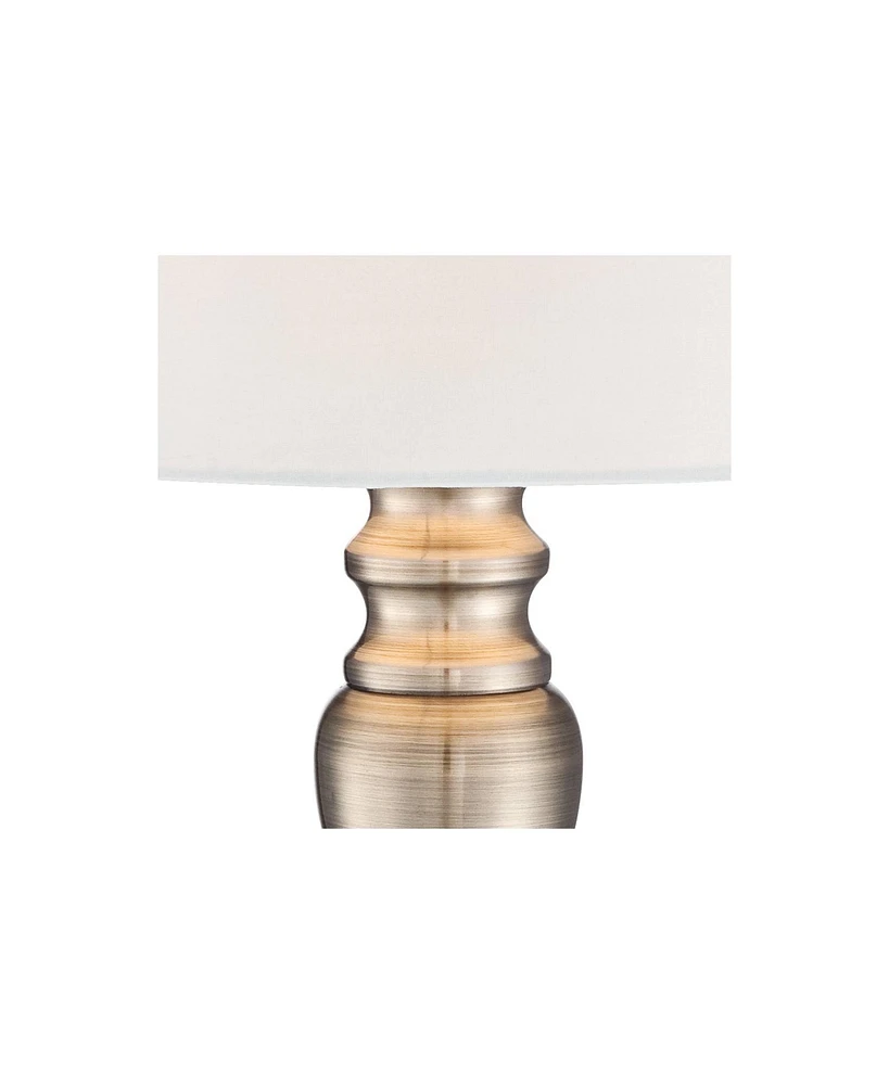 Regency Hill Thom Traditional Candlestick Accent Table Lamp 19 1/4" High Brass Gold Metal White Bell Shade Touch On Off for Living Room Bedroom House