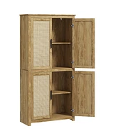 Homcom 64" Rat Kitchen Storage Cabinet with Adjustable Shelf, Natural