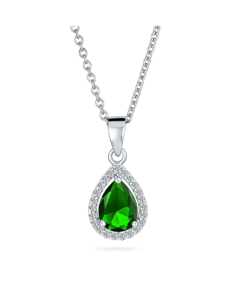 Bling Jewelry Cubic Zirconia Classic Large Cz Teardrop Solitaire Pendant Necklace .925 Sterling Silver