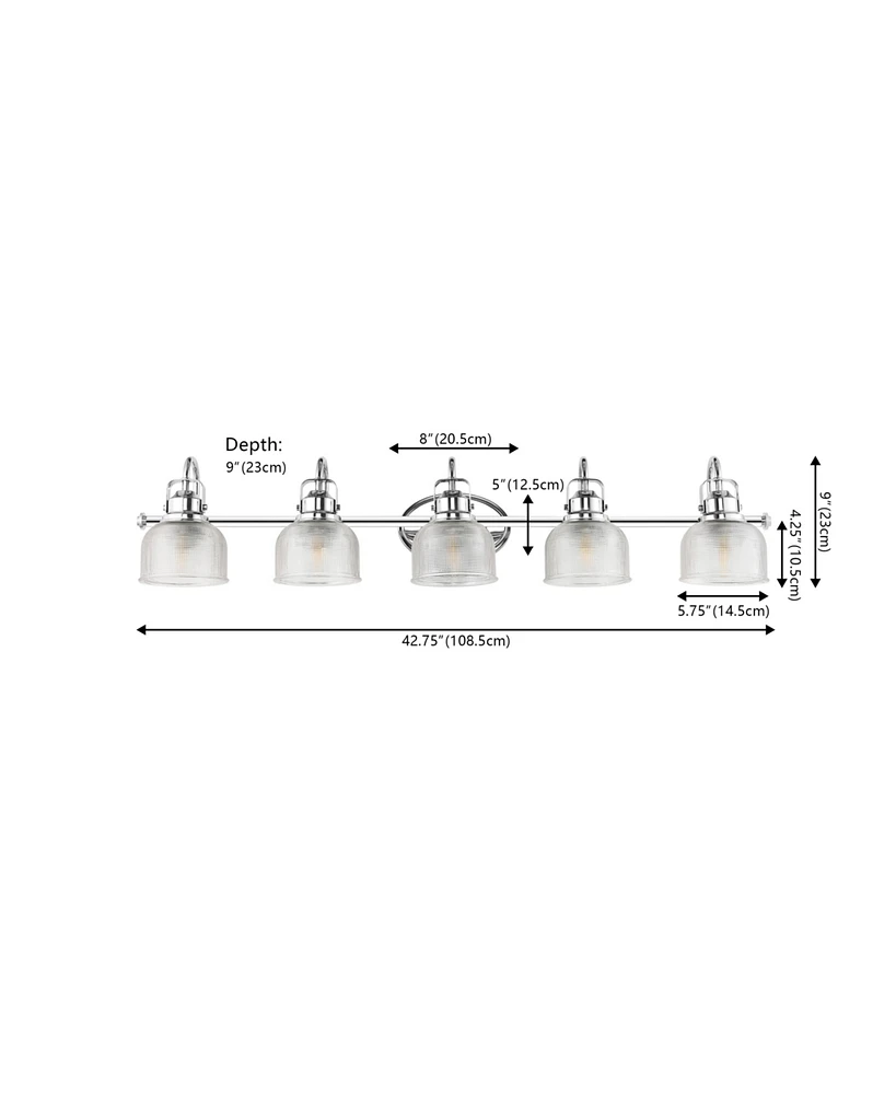 Jonathan Y Virginia 42.75" 5-Light Metal/Glass Led Vanity Light, Chrome