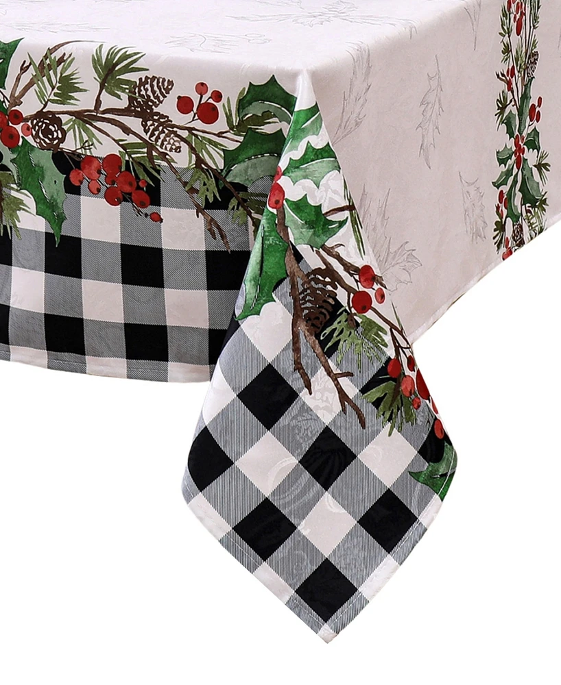 Elrene Holly Farmhouse Charm Holiday Fabric Rectangle Tablecloth