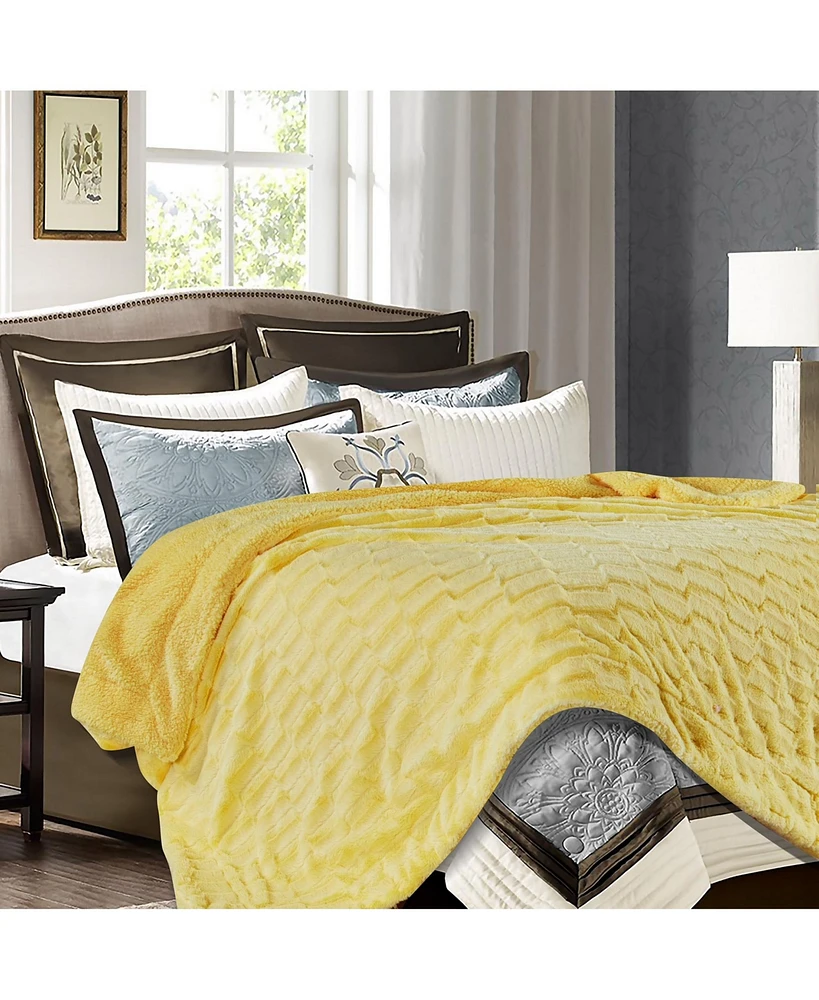 Chanasya Premium Embossed Faux Fur Throw Blanket - Super Soft, Lightweight Minky 60" x 70” White