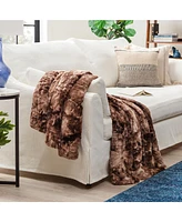 Chanasya Premium Wolf Faux Fur Throw Blanket - Soft, Fuzzy Sherpa & Minky For Bed or Couch 92" x 85” (Queen Size)