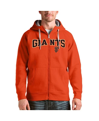 Antigua Men's Orange San Francisco Giants Team Logo Victory Full-Zip Hoodie