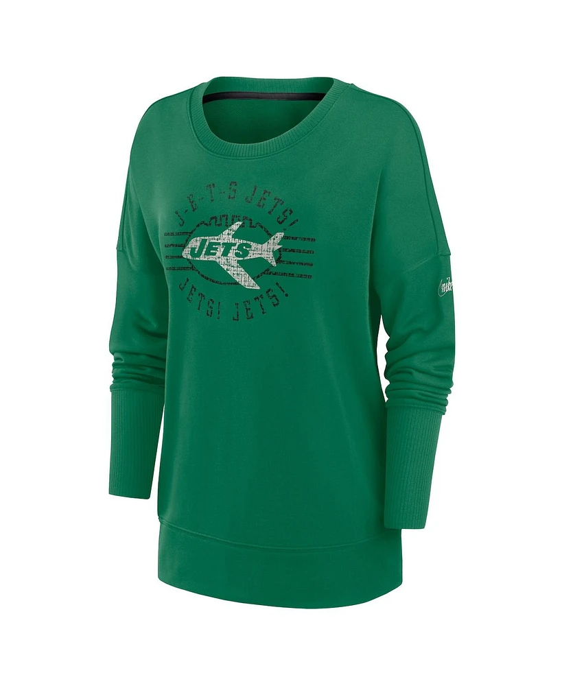 Nike Women's Green New York Jets Rewind Playback Icon Performance Pullover Sweatshirt