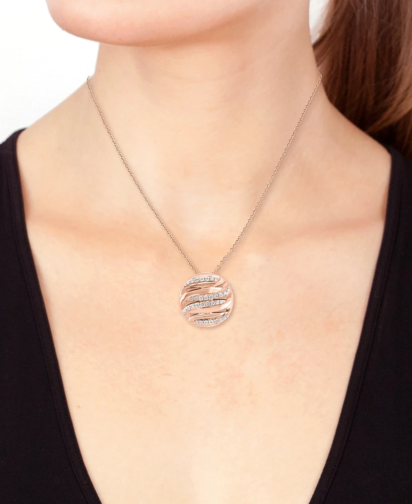 Effy Diamond Swirl Openwork Circle 18" Pendant Necklace (5/8 ct. t.w.) in 14k Rose Gold