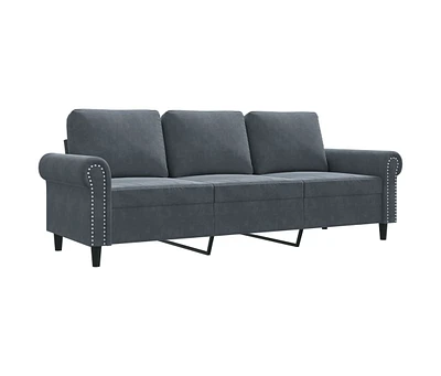 vidaXL 3-Seater Sofa Dark Gray 70.9" Velvet
