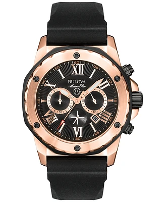 Bulova Men's Chronograph Black Rubber Strap Watch 44mm 98B104