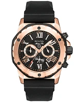 Bulova Men's Chronograph Black Rubber Strap Watch 44mm 98B104